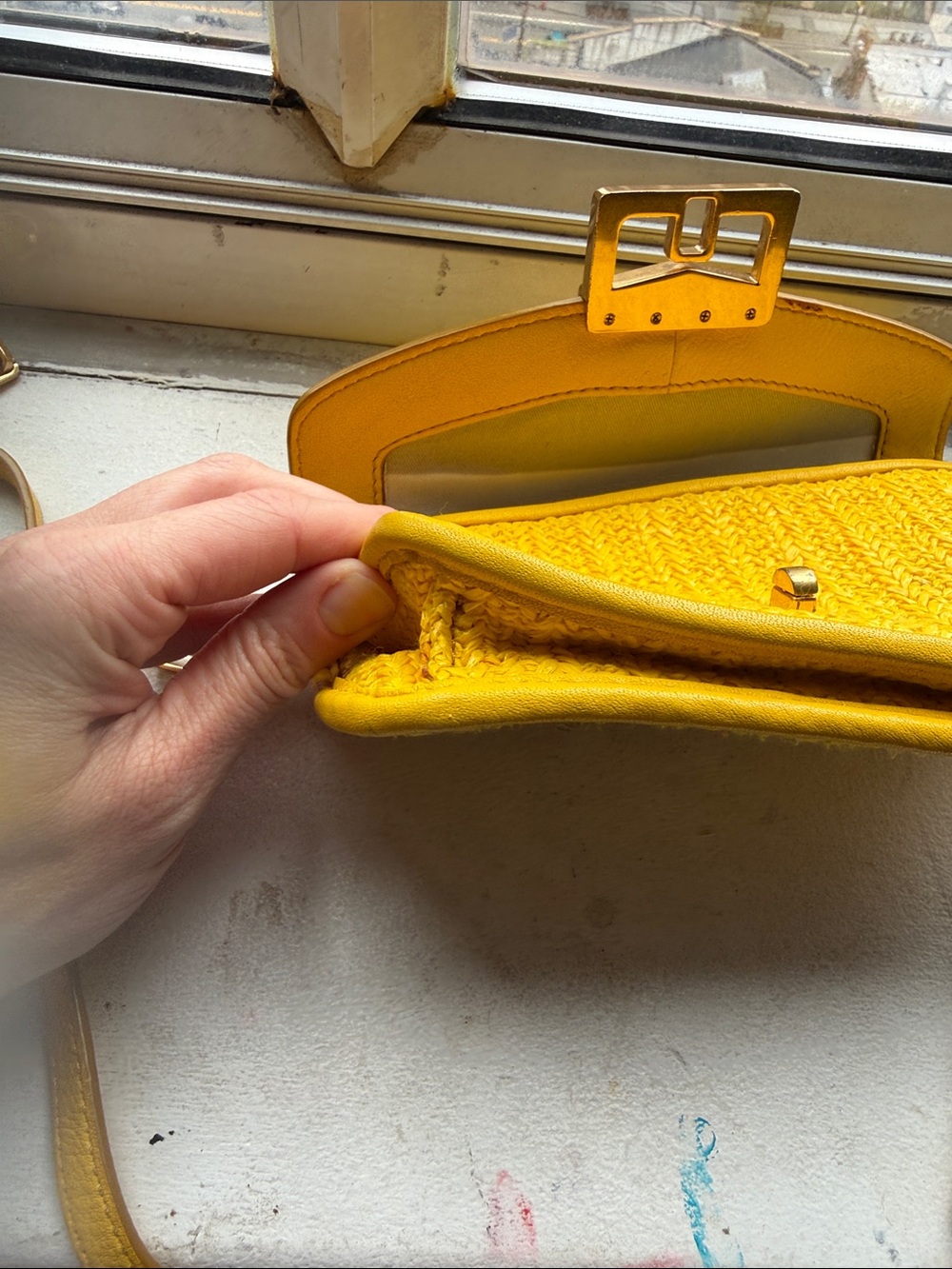 Marc by Marc Jacobs Yellow Woven Leather Crossbody with Gold Hardware - Picture 8 of 14